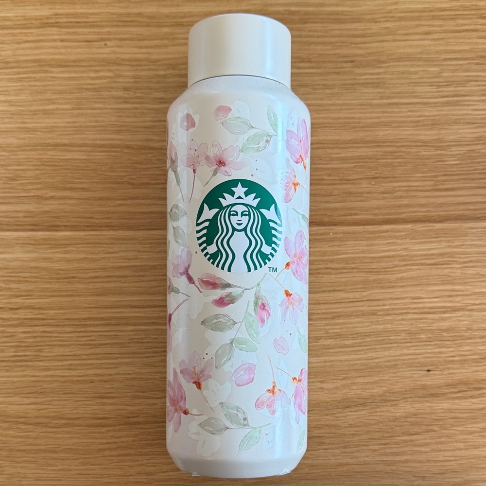 Starbucks Floral Water Bottle - White and Pink